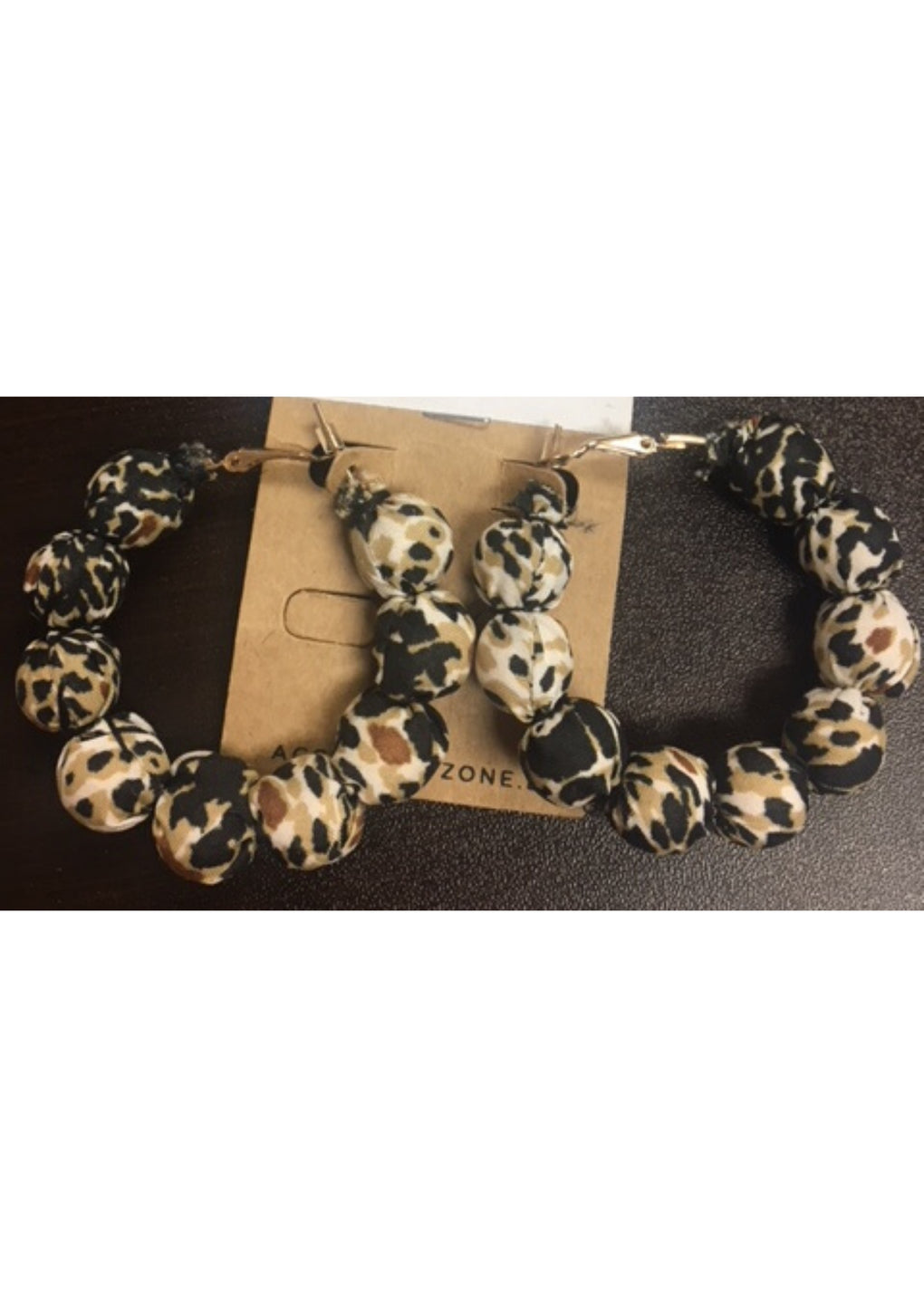 Black Cheetah Ball Hoop Earring