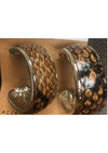 Brown Cheetah Crescent Hoops Earring