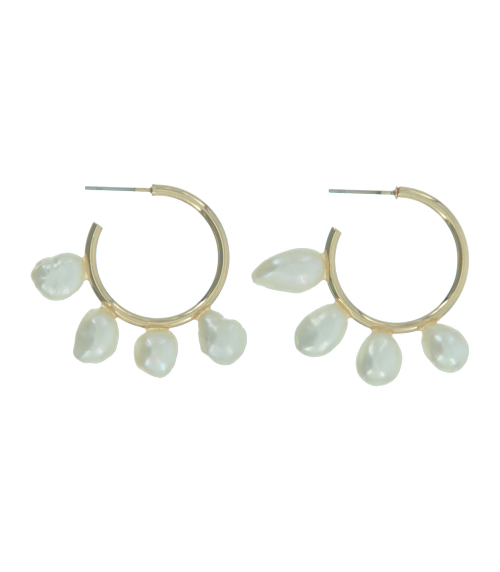 Flower Pearl Hoops