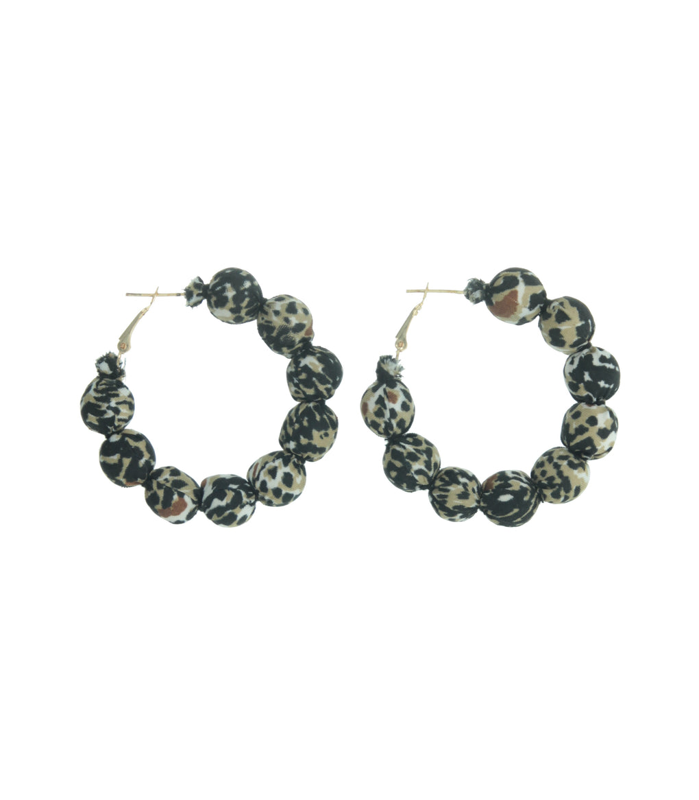 Black Cheetah Ball Hoop Earring