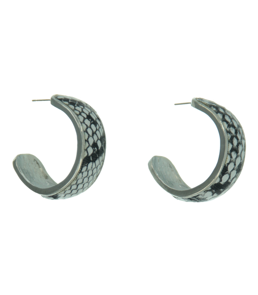 Black Cheetah Crescent Hoops Earring