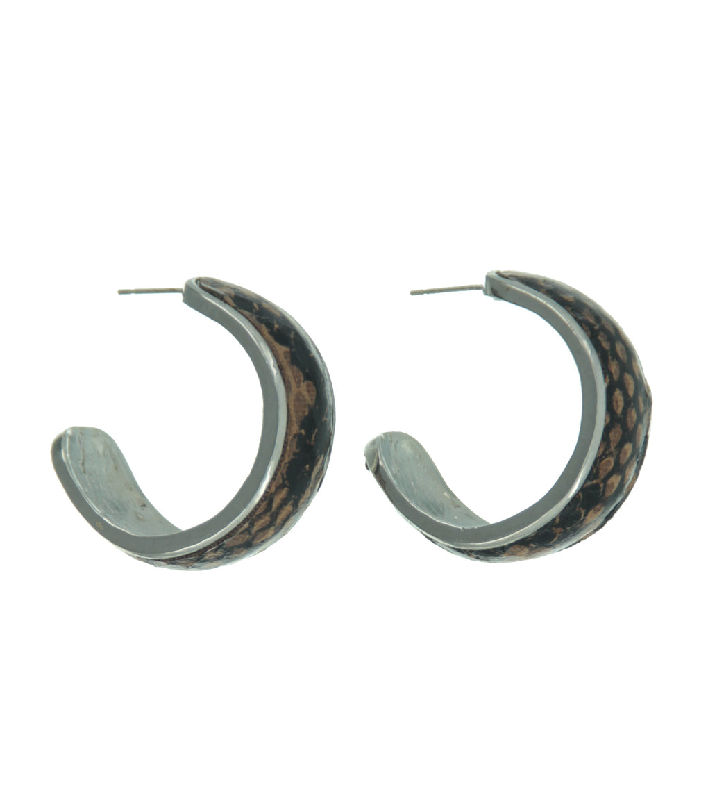 Brown Cheetah Crescent Hoops Earring