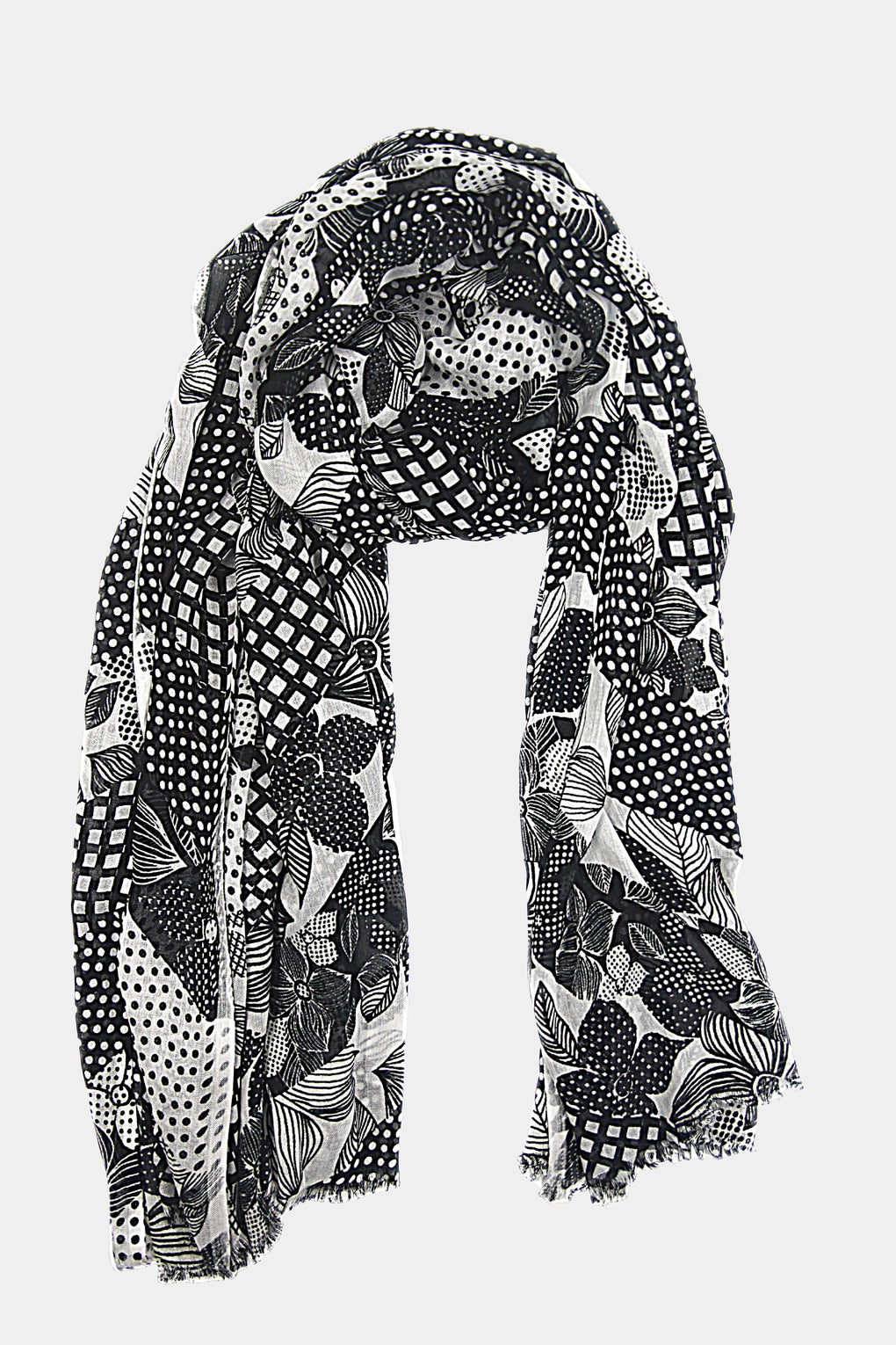 Diagonal Flowers & Checks (SE-1964_Black)