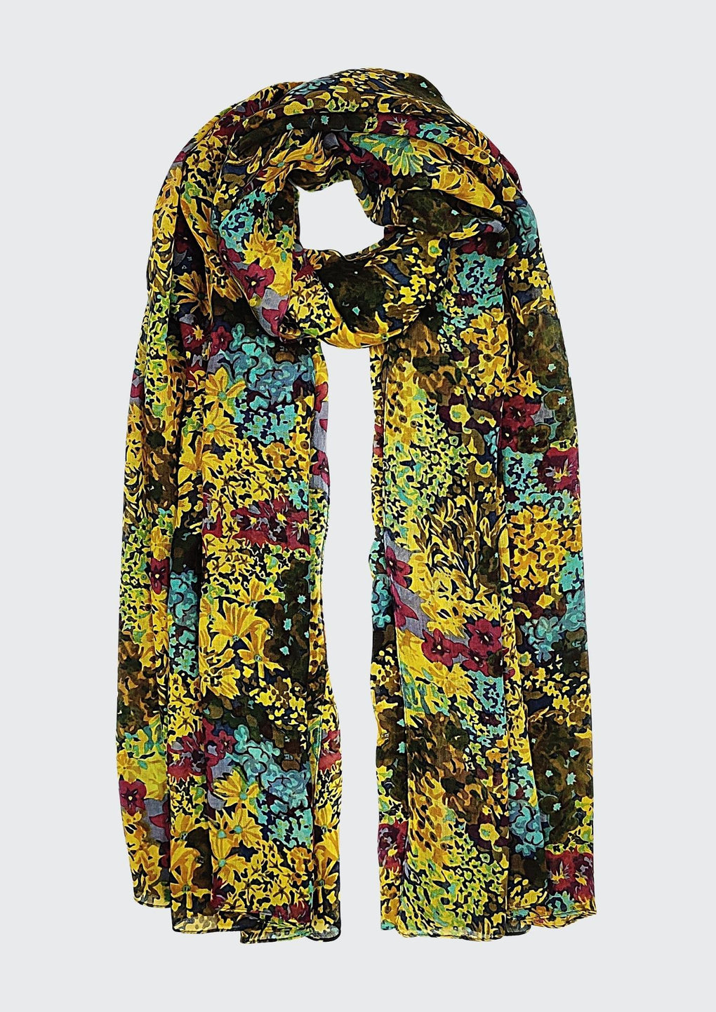 Classic Flower Print Scarf (SE-2549_Yellow)