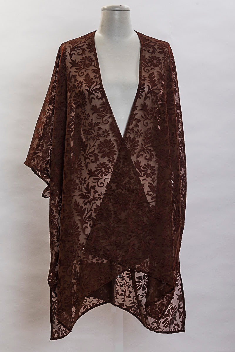 Floral Look Burnout Kimono (SE-1428)