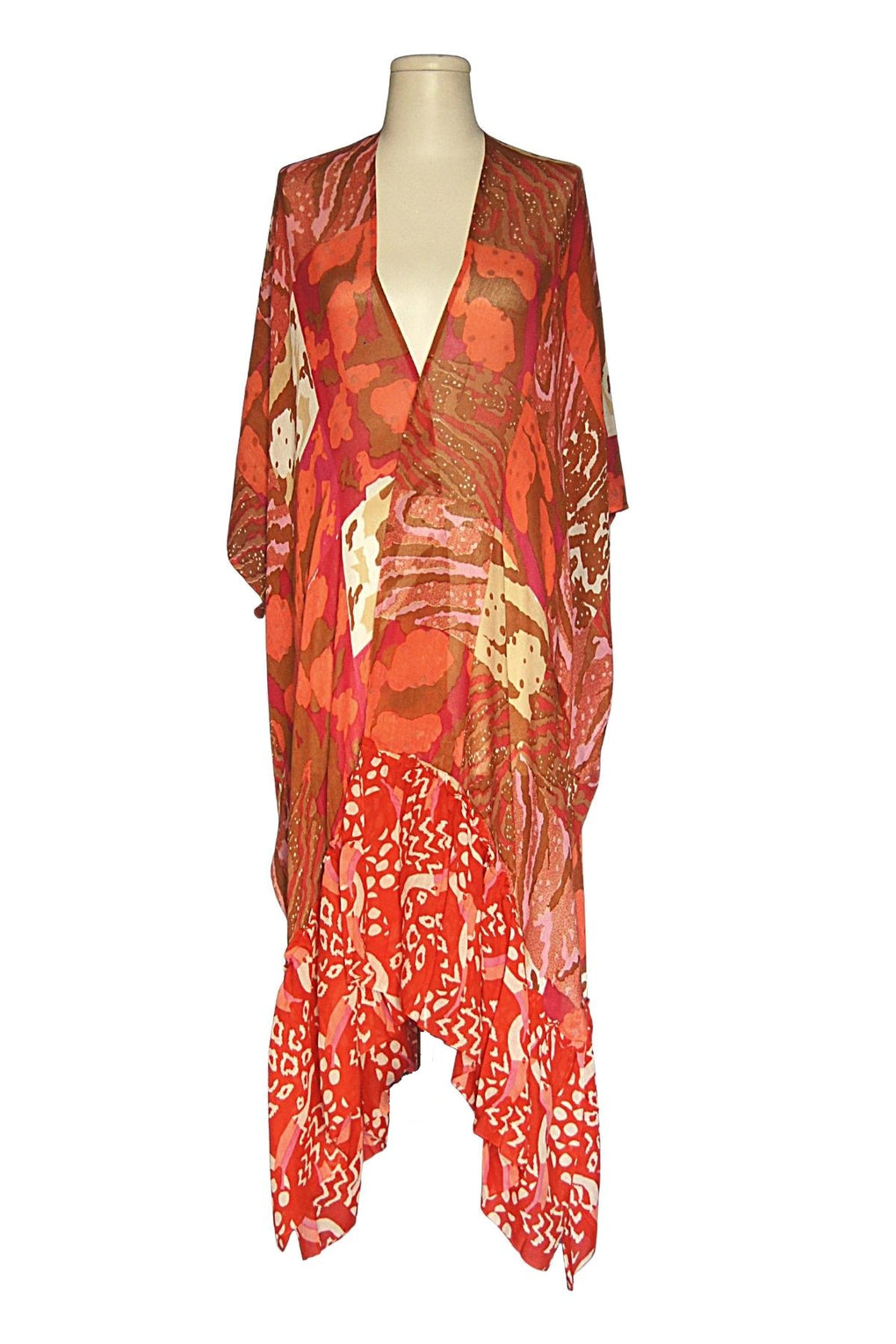 Mix Animal Tiles Print Kimono (SE-2340_Red)