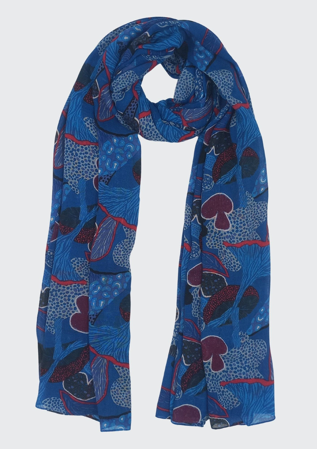 Colorful Skin With Mushrooms Print Scarf (SE-2918_Blue)