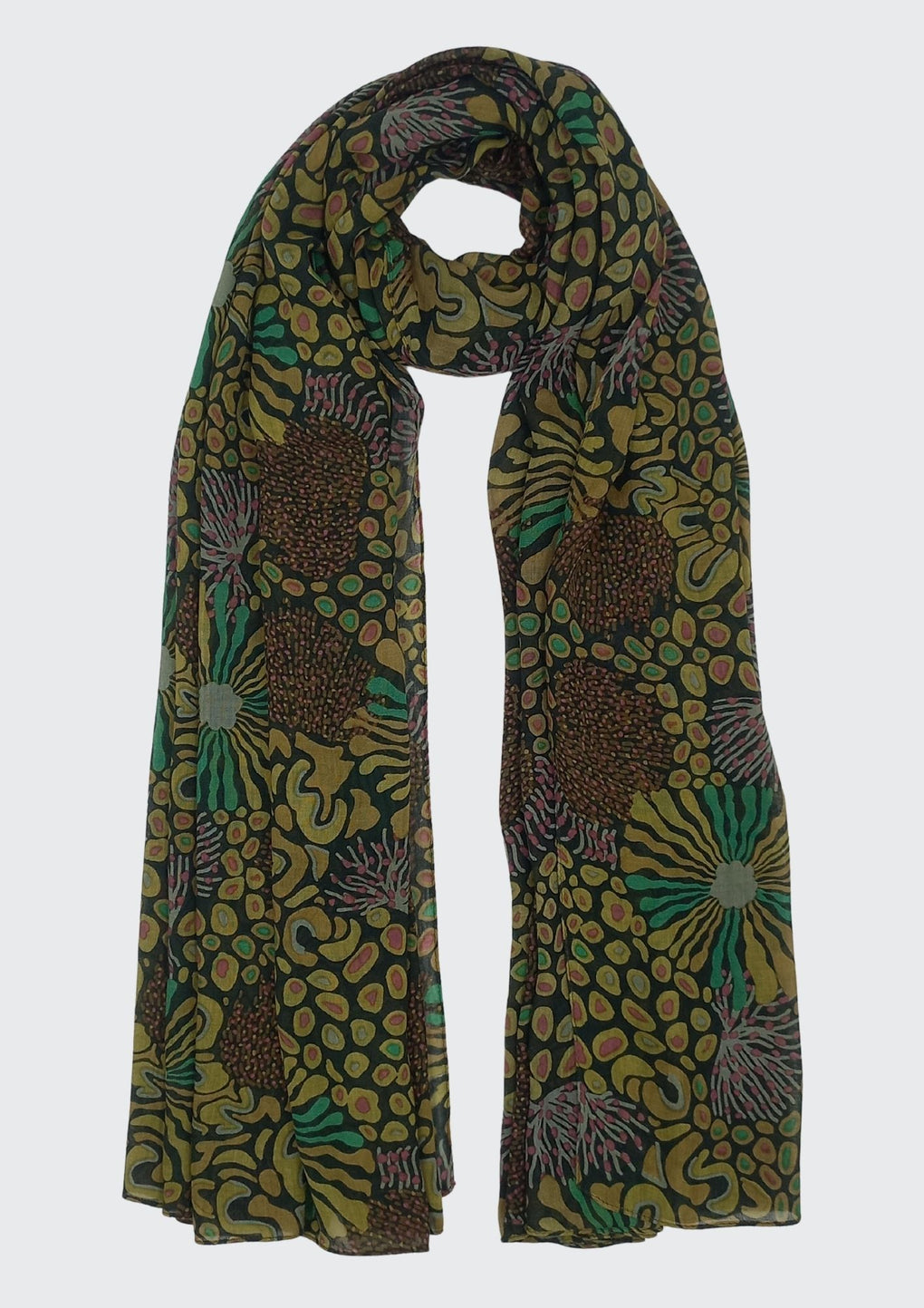 Hearty Colors Print Scarf (SE-2920_Olive)