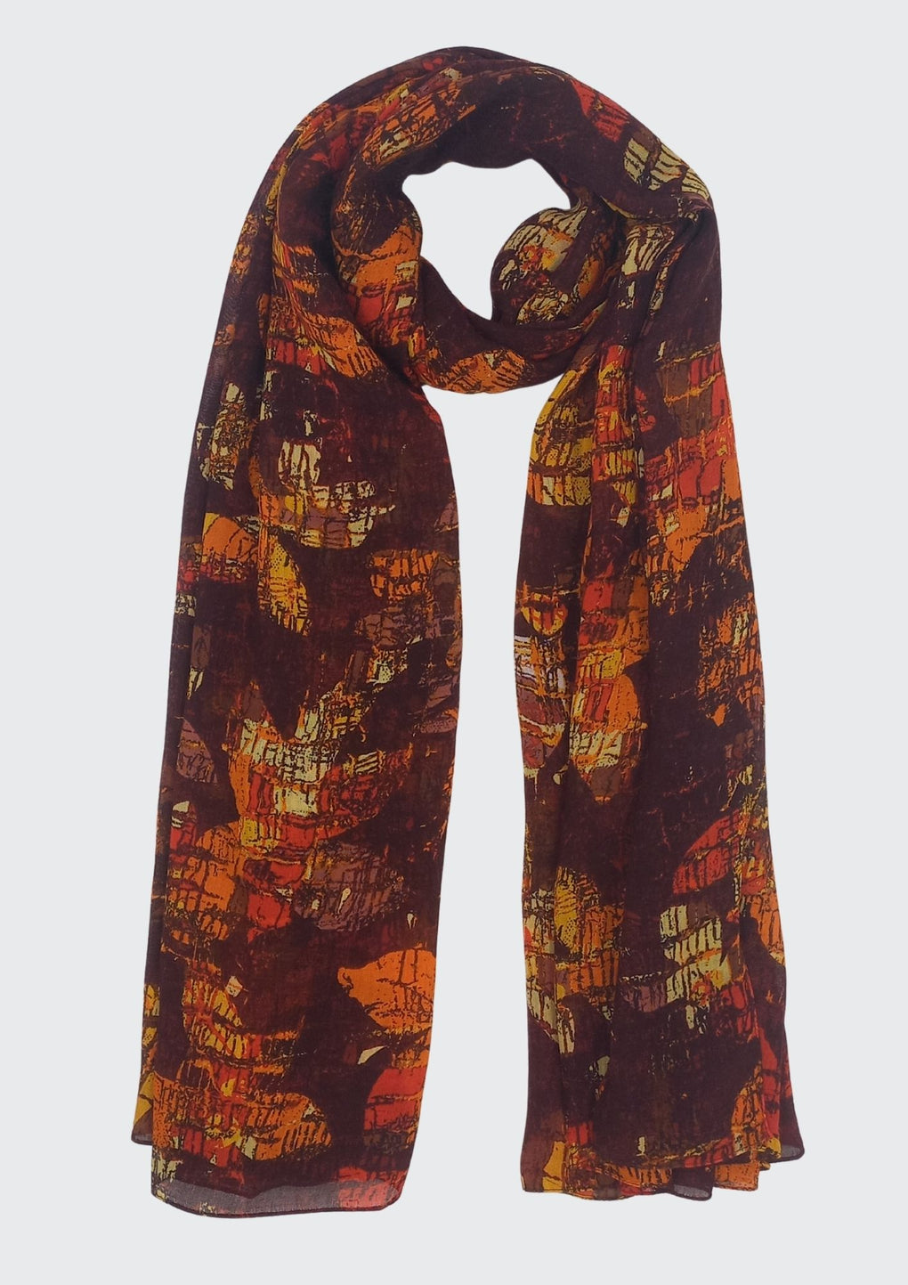 Colourful Daisy Print Scarf (SE-2921_Bordo)