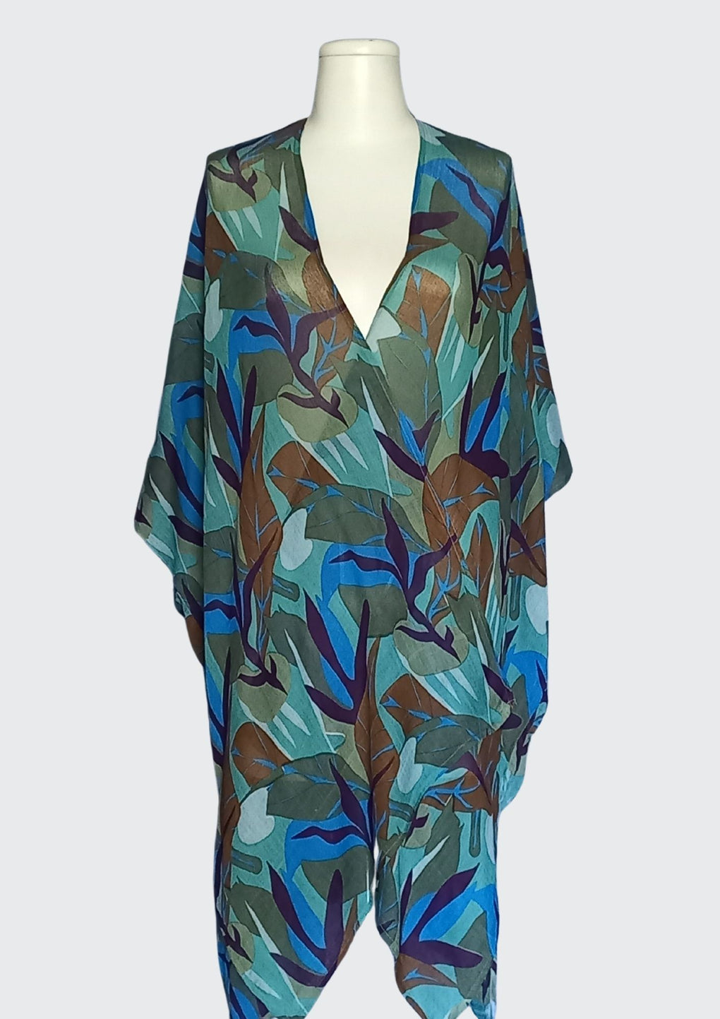 Pebbles & Leaves Print Kimono (SE-2928_Mint)