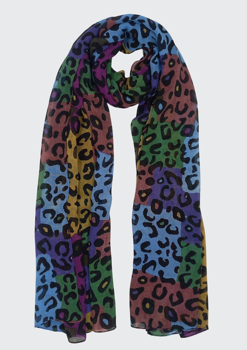 Patch Cheetah Print Scarf (SE-2949_Blue)