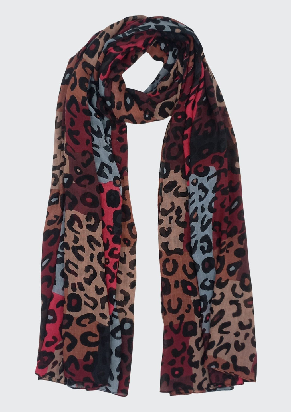Patch Cheetah Print Scarf (SE-2949_Red)