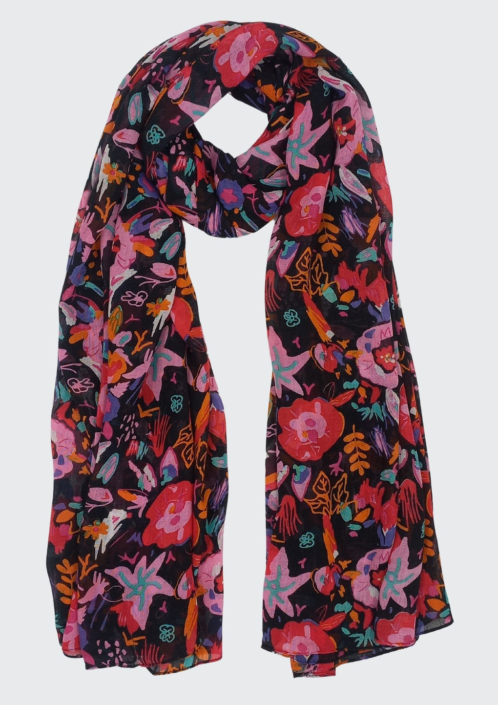 Small Flowers Print Scarf (SE-2950_Red)