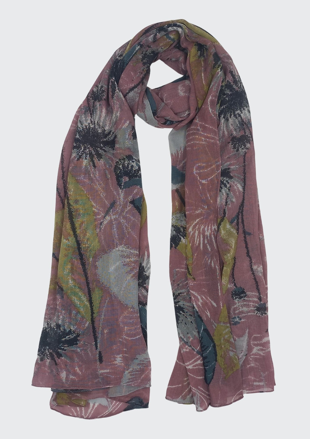 Big Flowers Print Scarf (SE-2951_Old Rose)