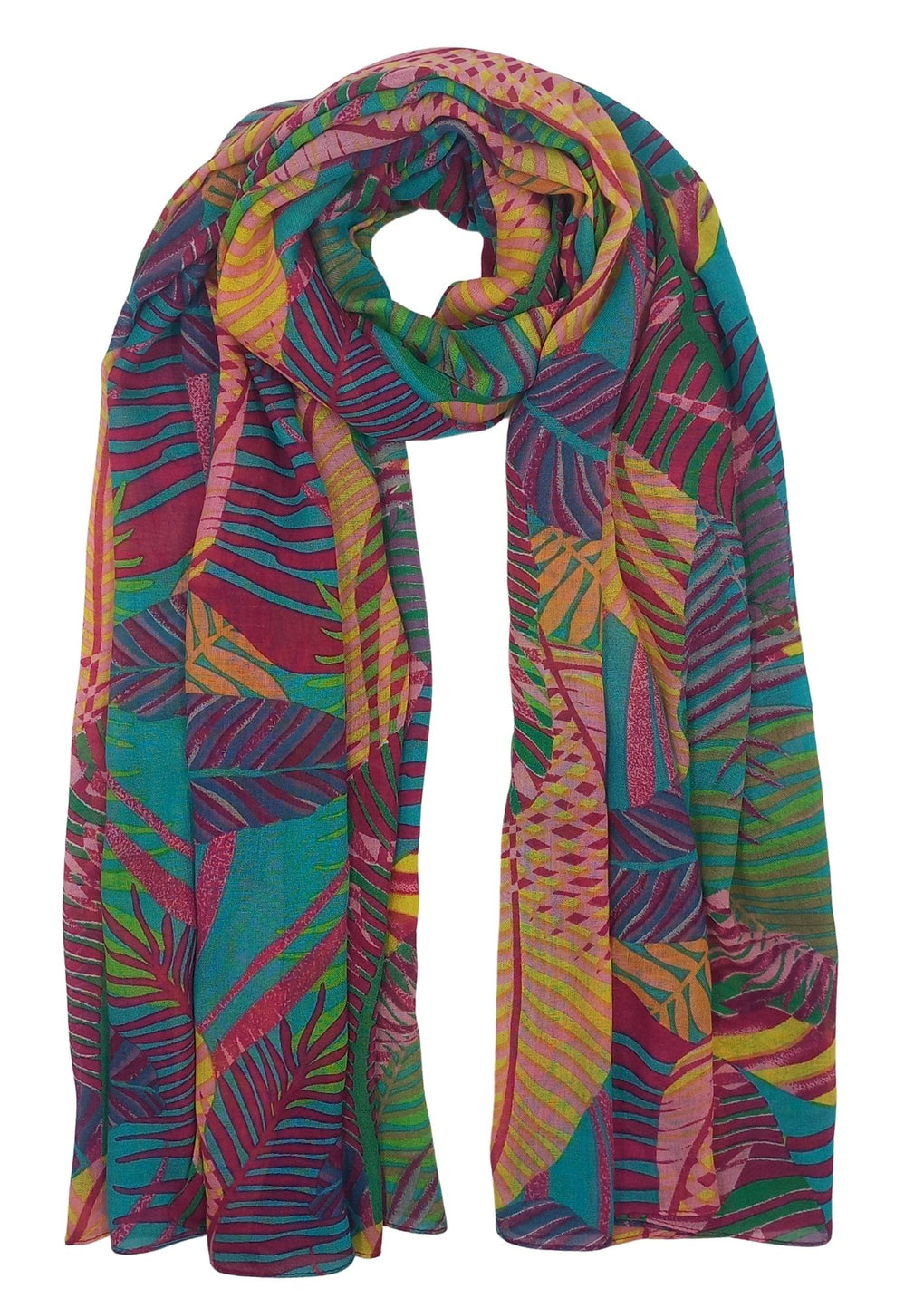 Multi Color Leafs Scarf (SE-3100_Green)