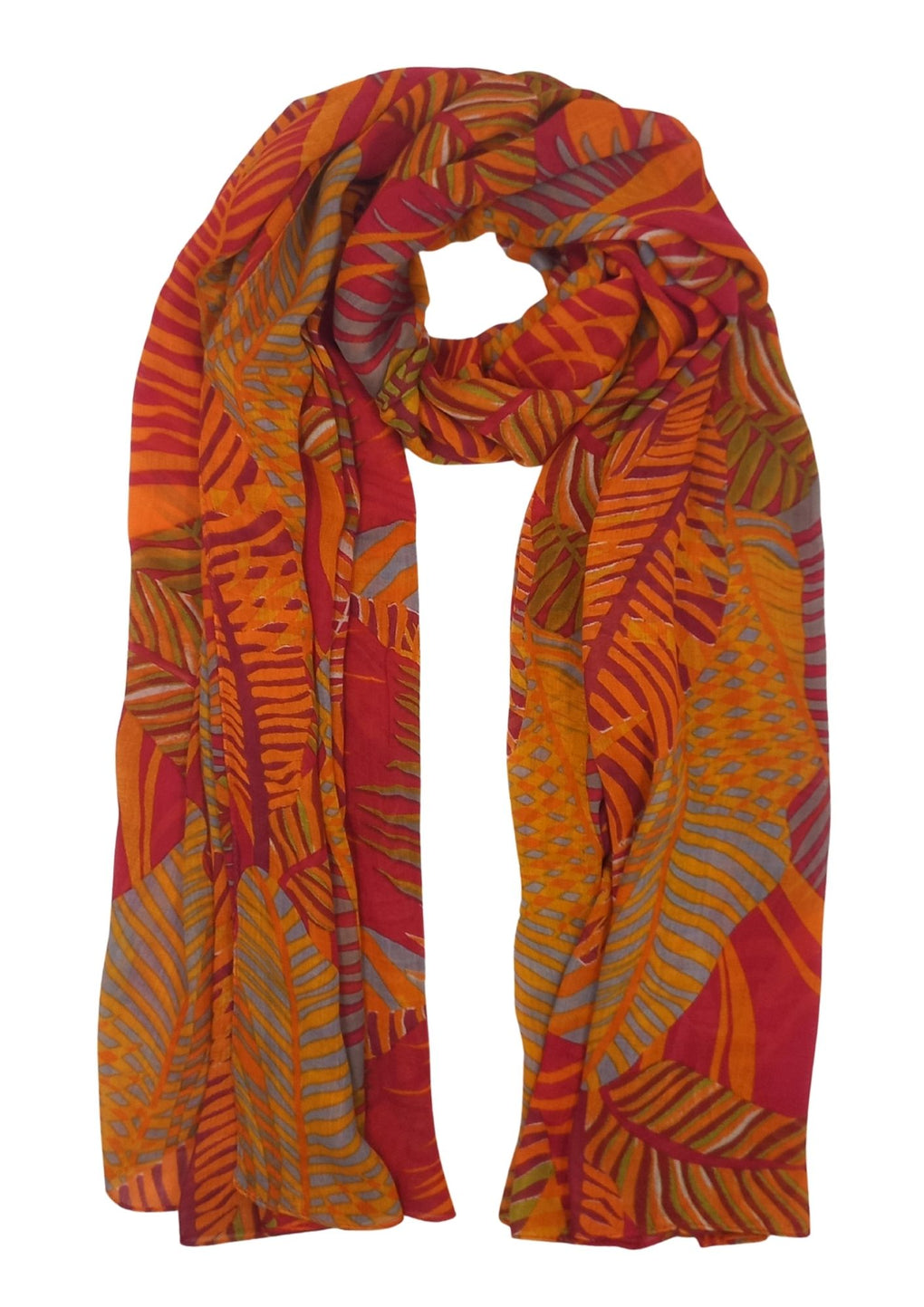 Multi Color Leafs Scarf (SE-3100_Red)