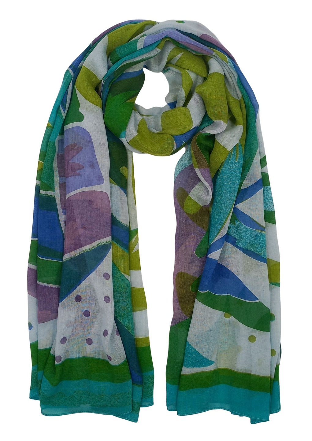 Leaf And Dots Print Scarf (SE-3102_Green)