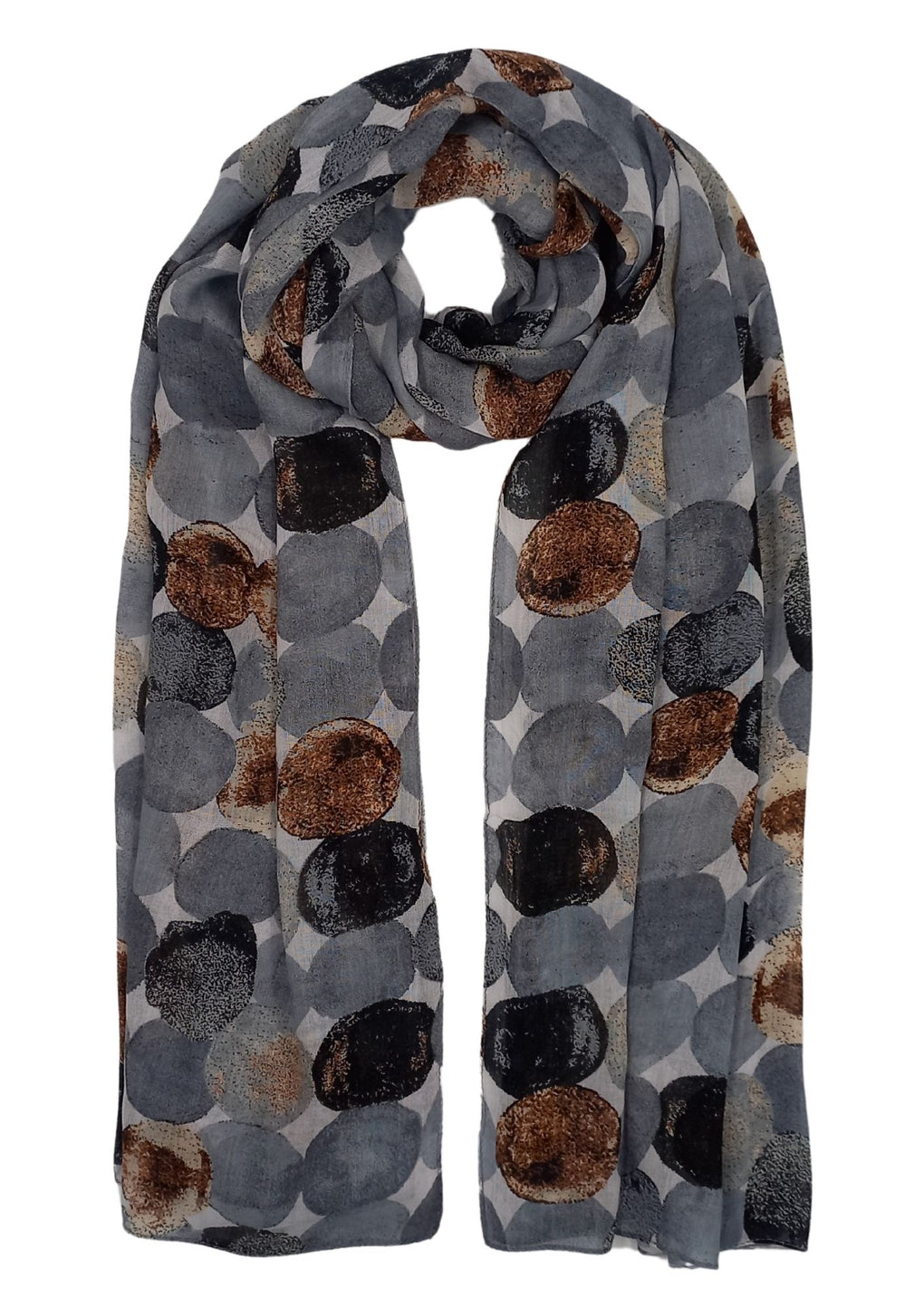 Circles Soft Tones Dots Scarf (SE-4083_Grey)