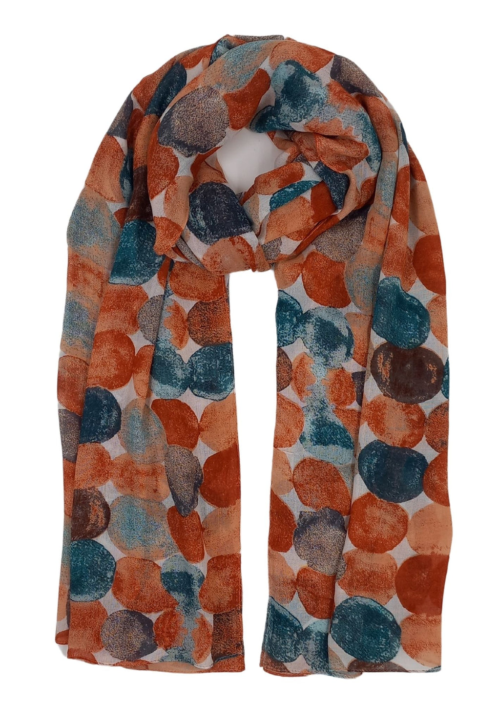 Circles Soft Tones Dots Scarf (SE-4083_Rust)