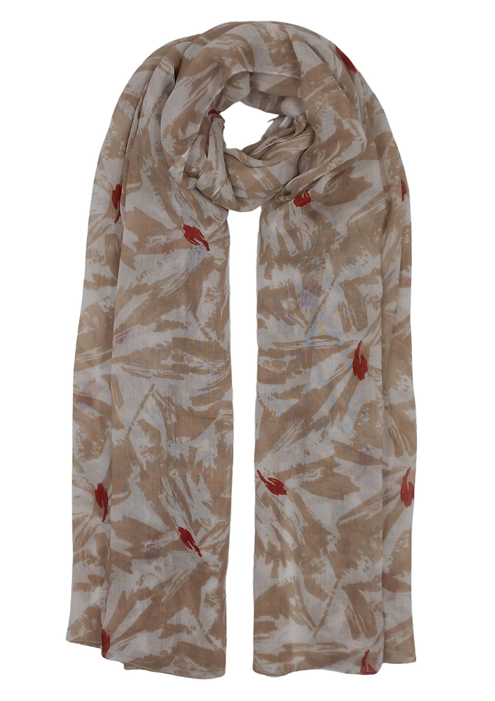 Brush Strokes Flowers Scarf (SE-4086_Sand)