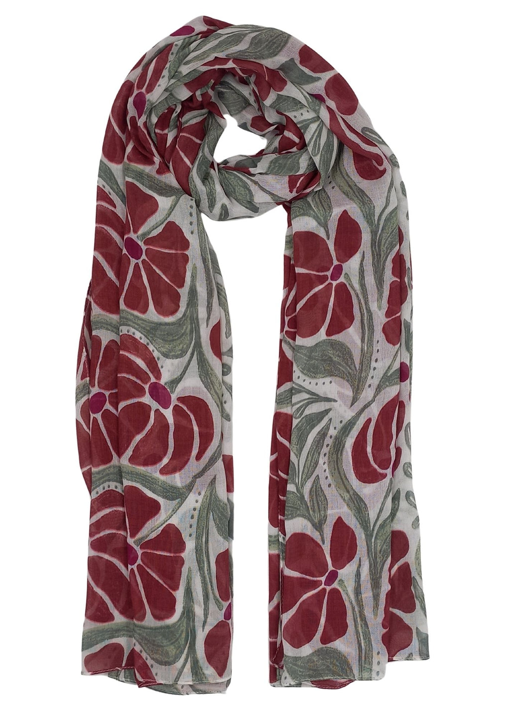 Tonal Flowers Print Scarf (SE-4234_07 Bordo)
