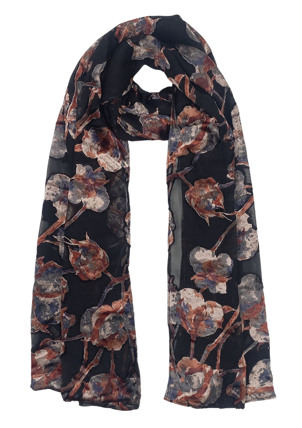 Velvet Burnout Scarf (SE-4417_100 Multi)