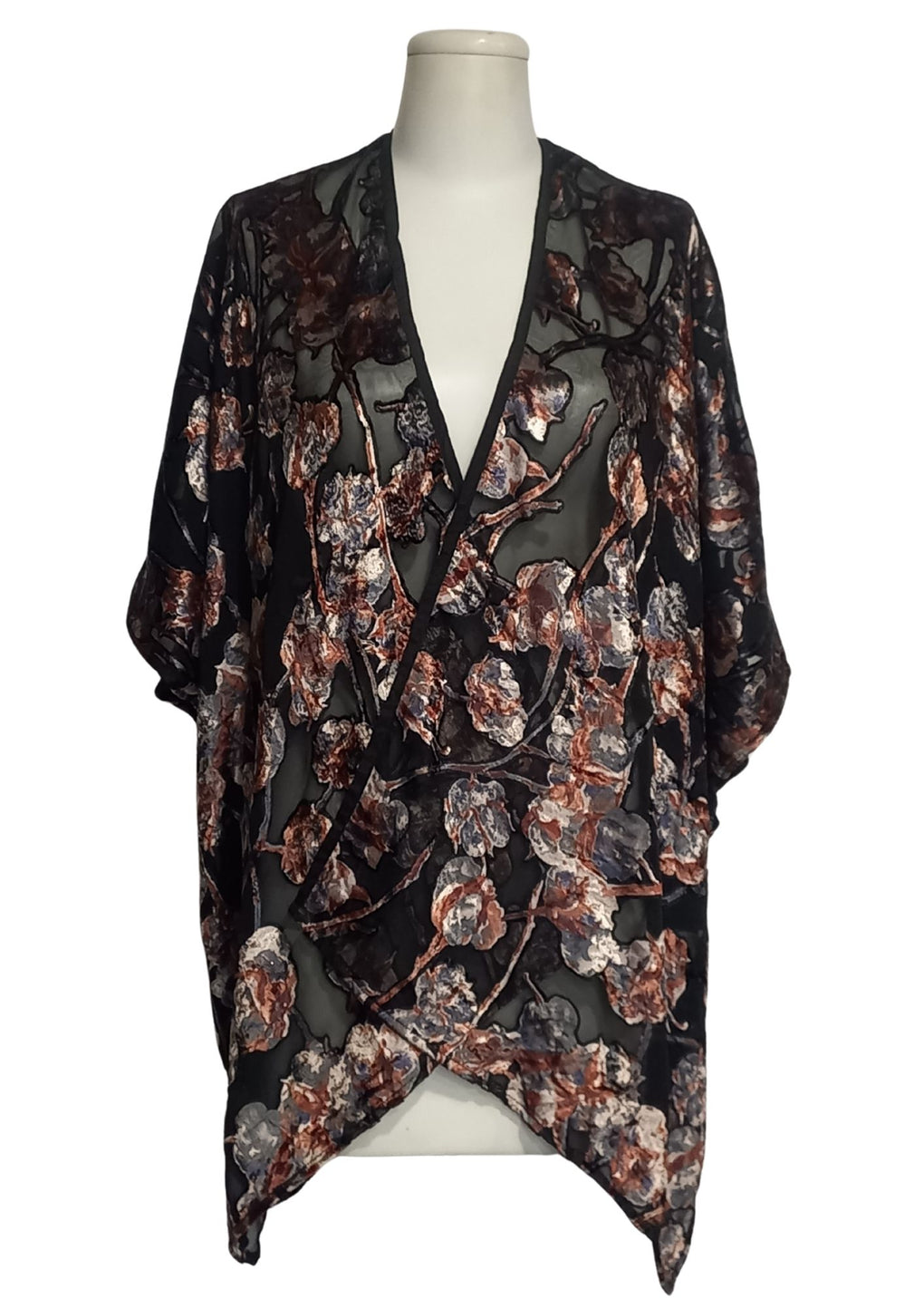 Velvet Burnout Kimono (SE-4418_100 Multi)