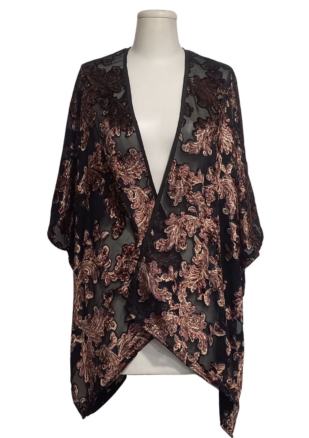 Velvet Burnout Kimono (SE-4421_100 Multi)