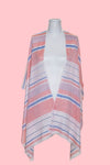 Horizontal Stripes Embroidered Kimono