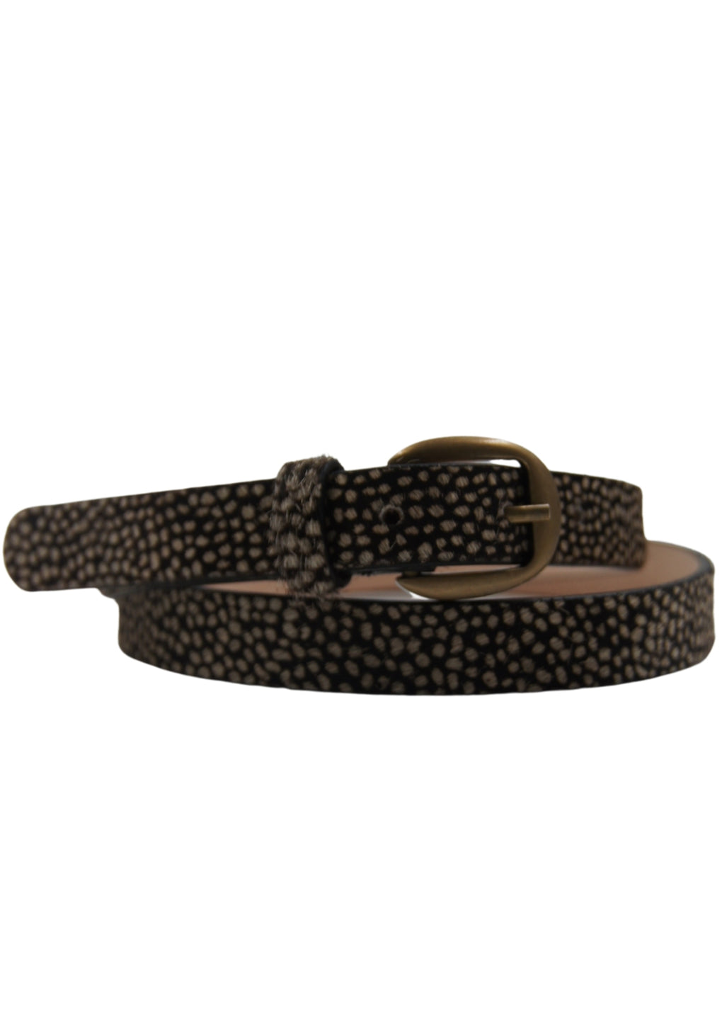Cheetah Skin Leather Belt With Small Nickle Buckle ( SE-2186_Brown)