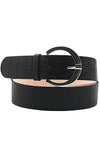 Croco Embossed Leather Belt With Halfmoon Buckle( SE-2058_Black)