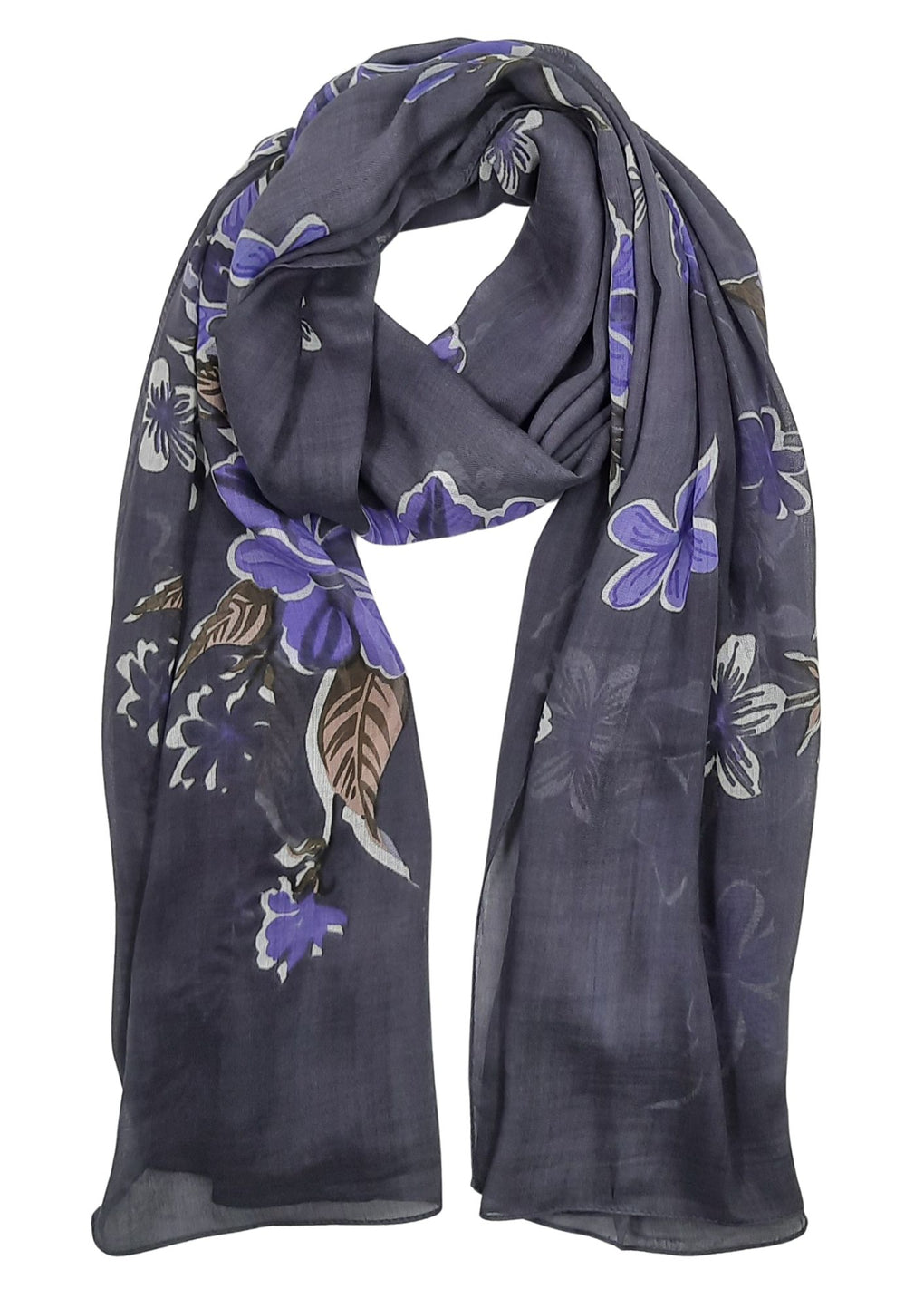 Corner Flowers Scarf (SE-2684_Grey)