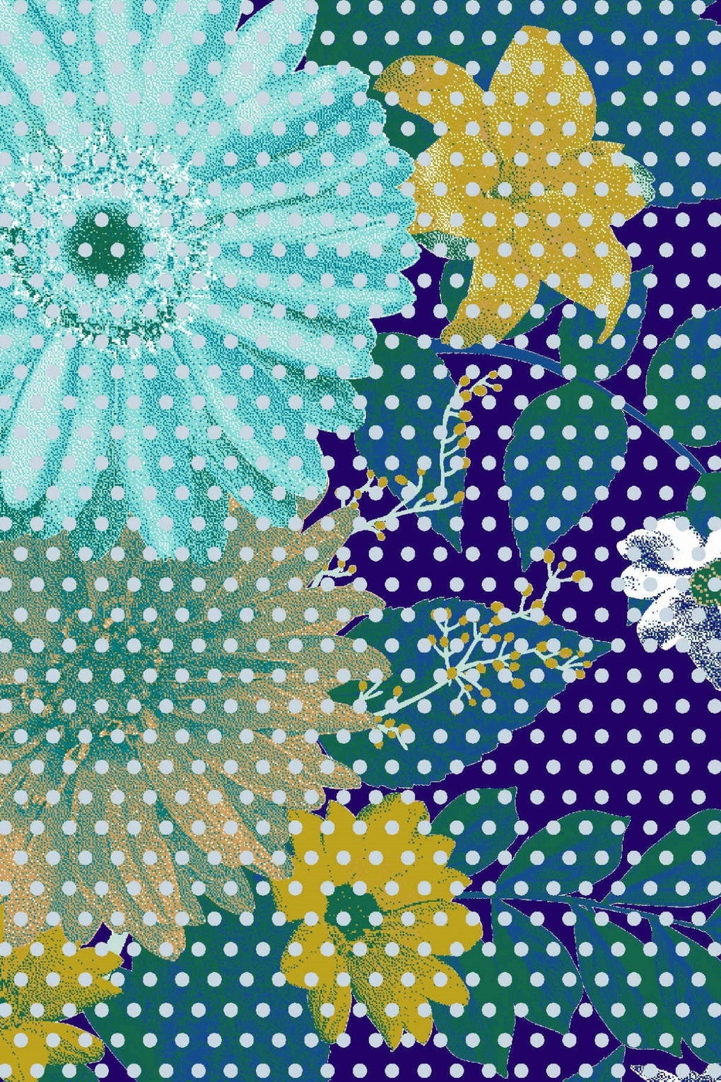 Dots on Flowers (SE-1909_Navy)