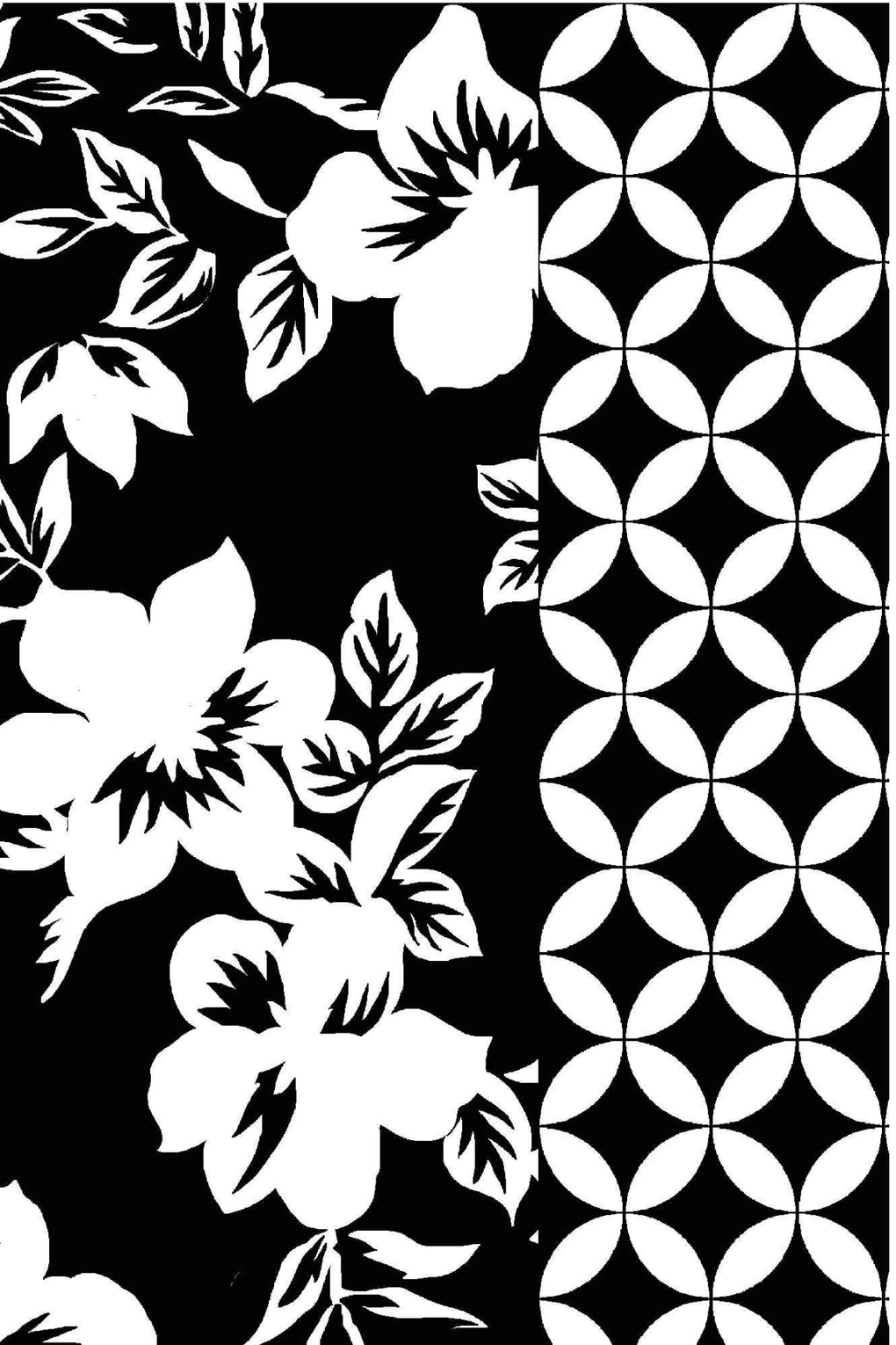 Flowers With Geometric Border (SE-1963_Black)