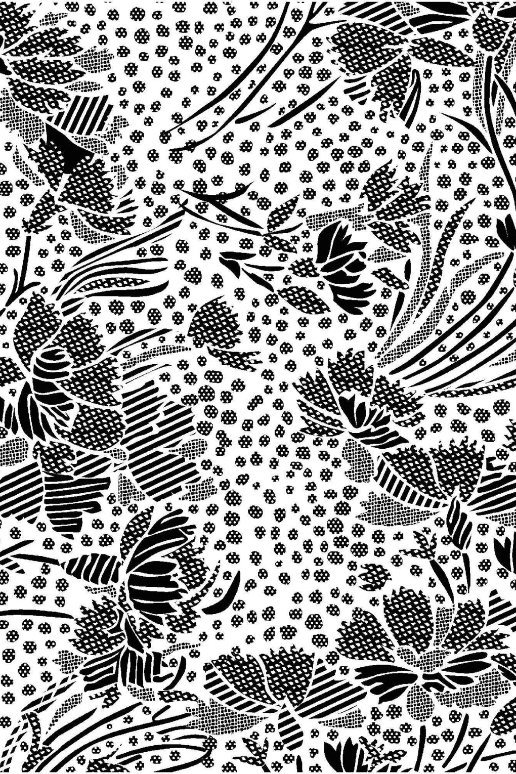 Flowers With Irregular Dots (SE-1962_Black)
