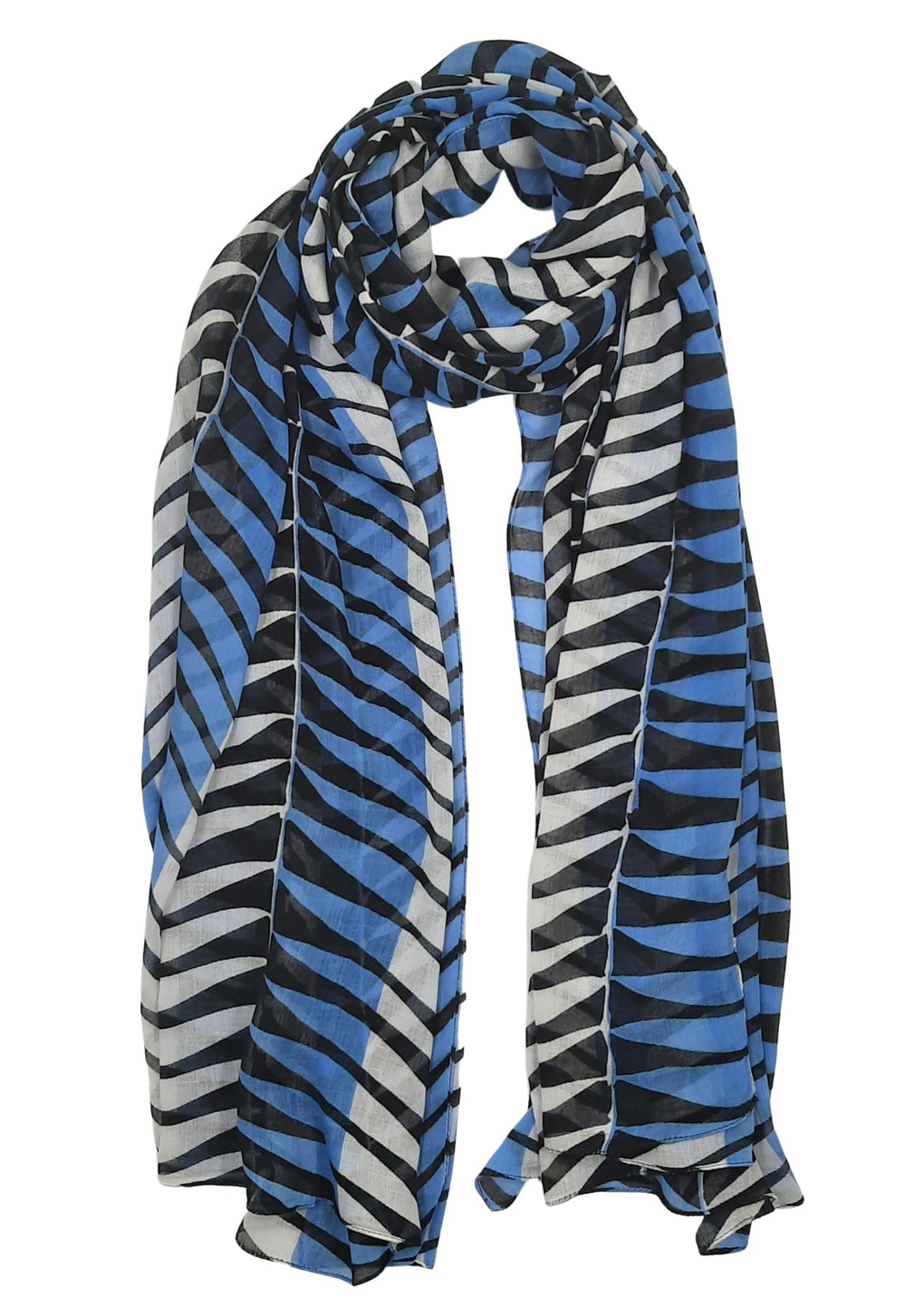 Illusinate Leaves Scarf (SE-2689-S_Blue)