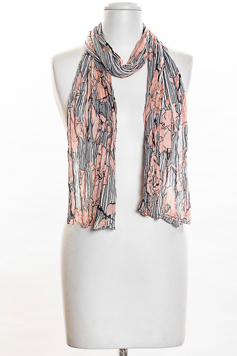 Stripes With Flowers Scarf (SE-1373)