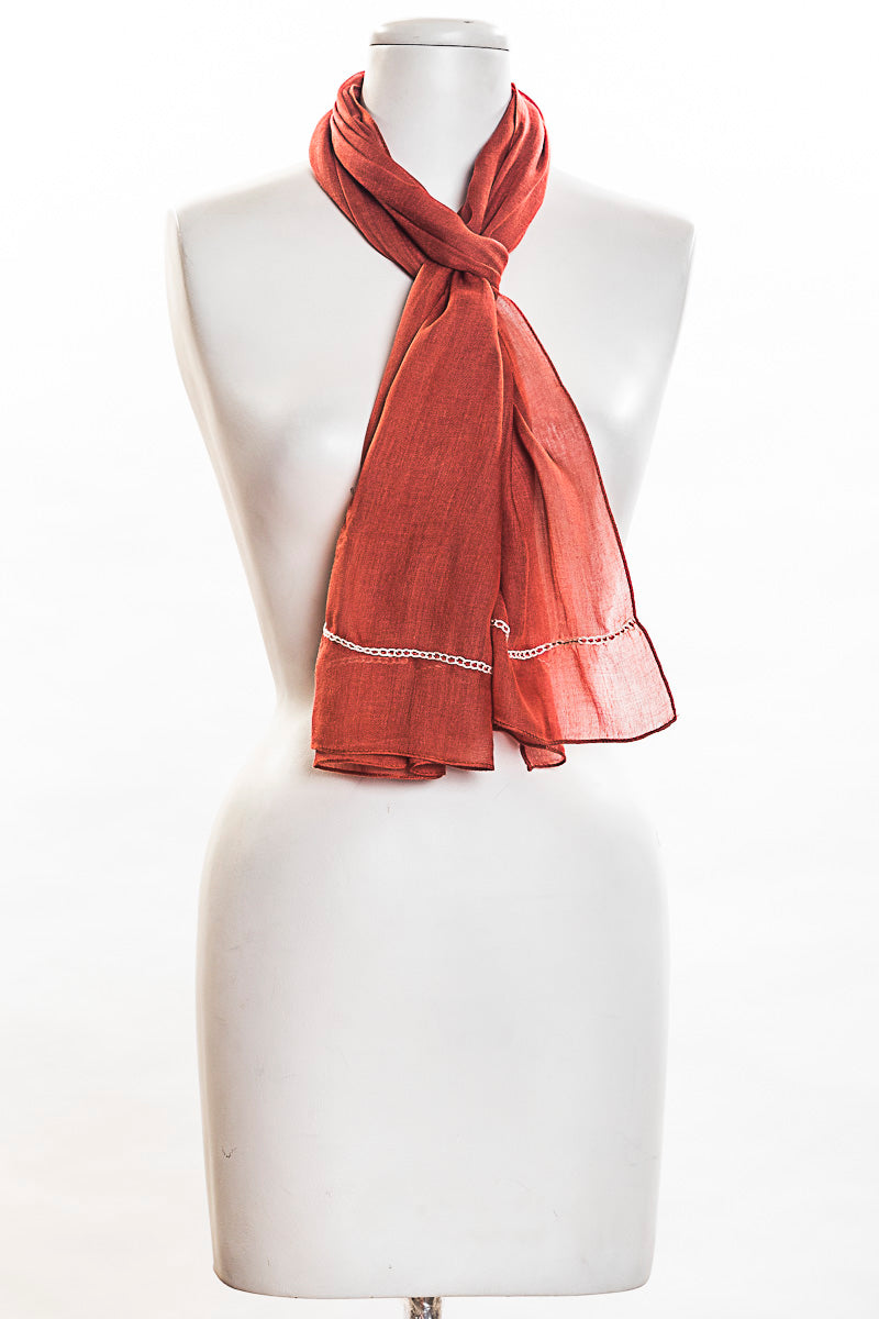 Solid Scarf With Embroidery (SE-1359)