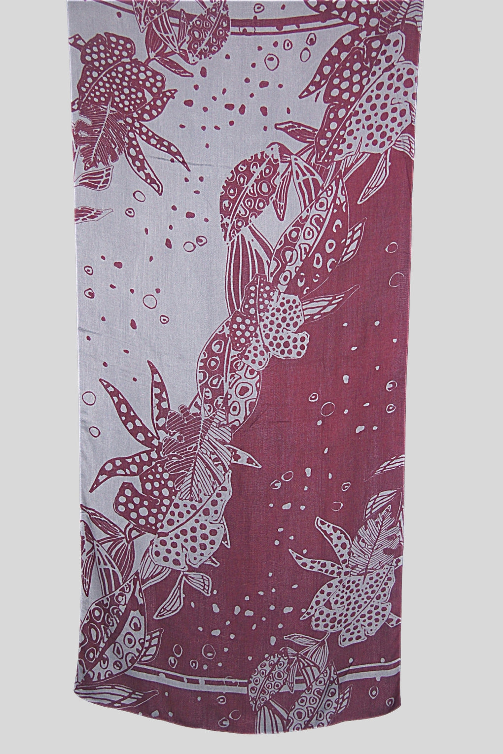 Big Leaf Bias Print with Overdyed Scarf (SE-2120_Bordo)