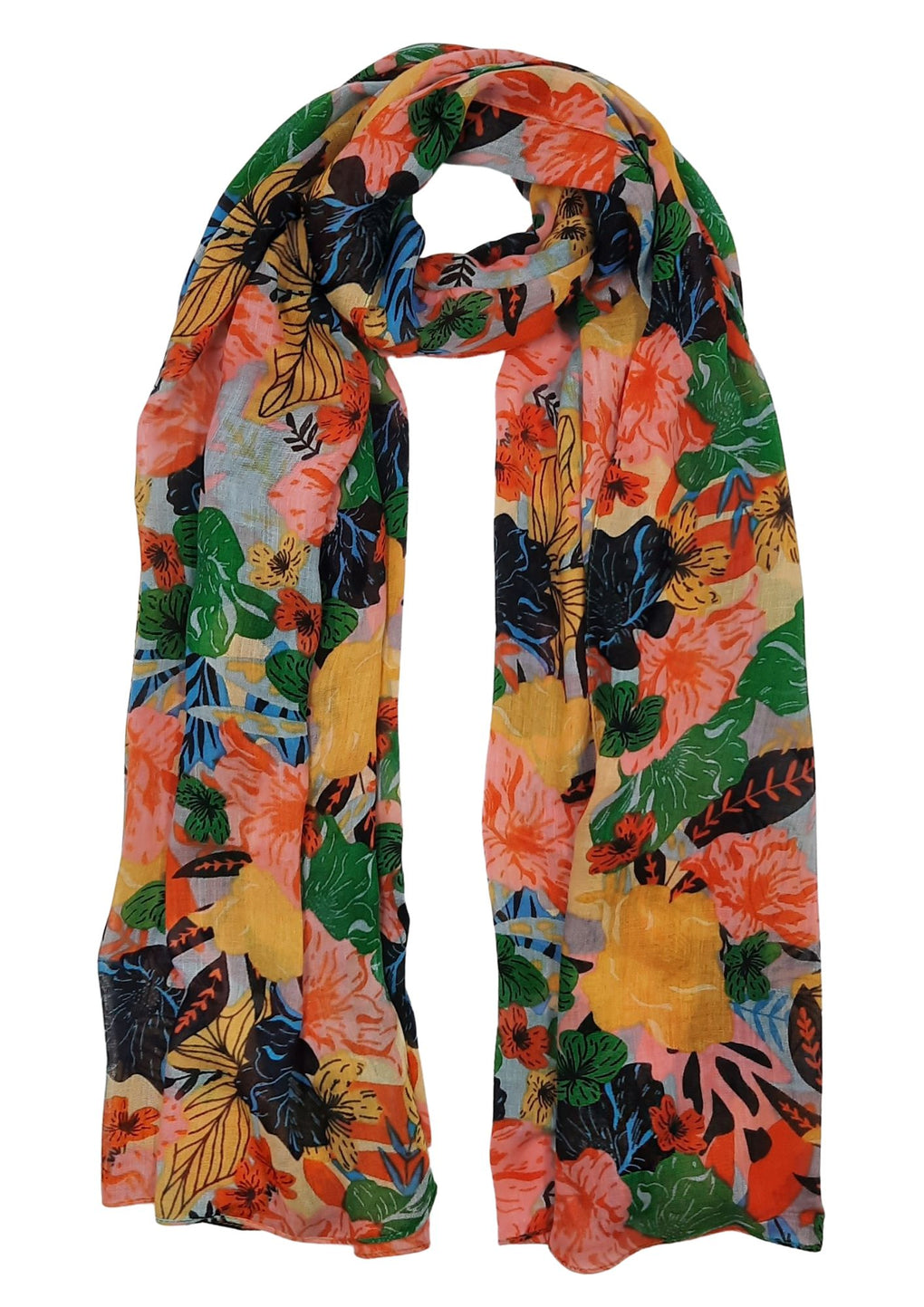 Exotic Floral Print Scarf (SE-2699_Green)