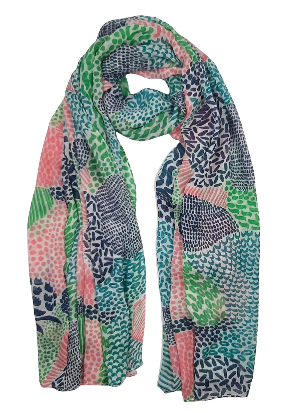 Abstract Patch Print Scarf (SE-2696-S_Green)
