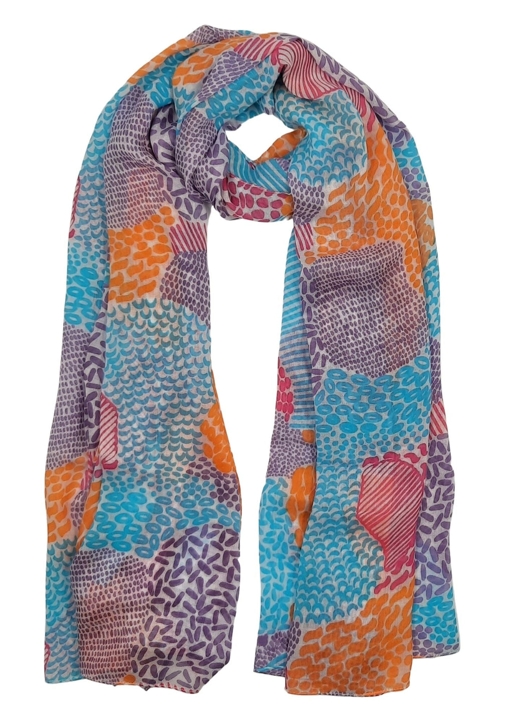 Abstract Patch Print Scarf (SE-2696-S_Fuchsia)