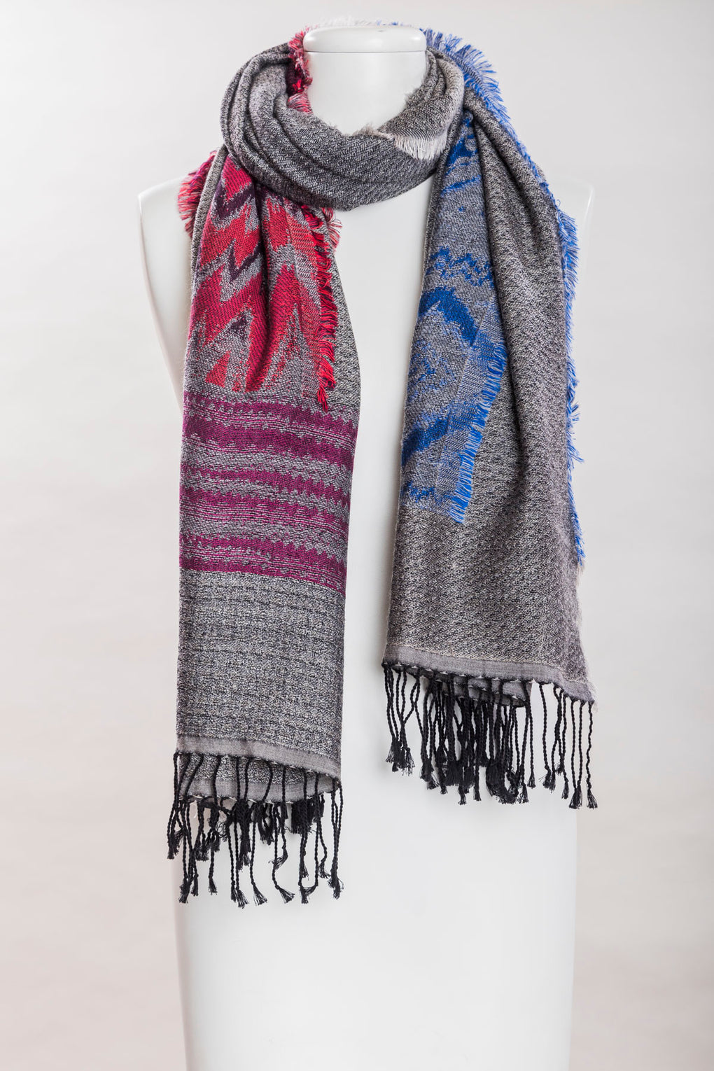 Melange with Chevron Patches Wool Blend Scarf (SE-0152)