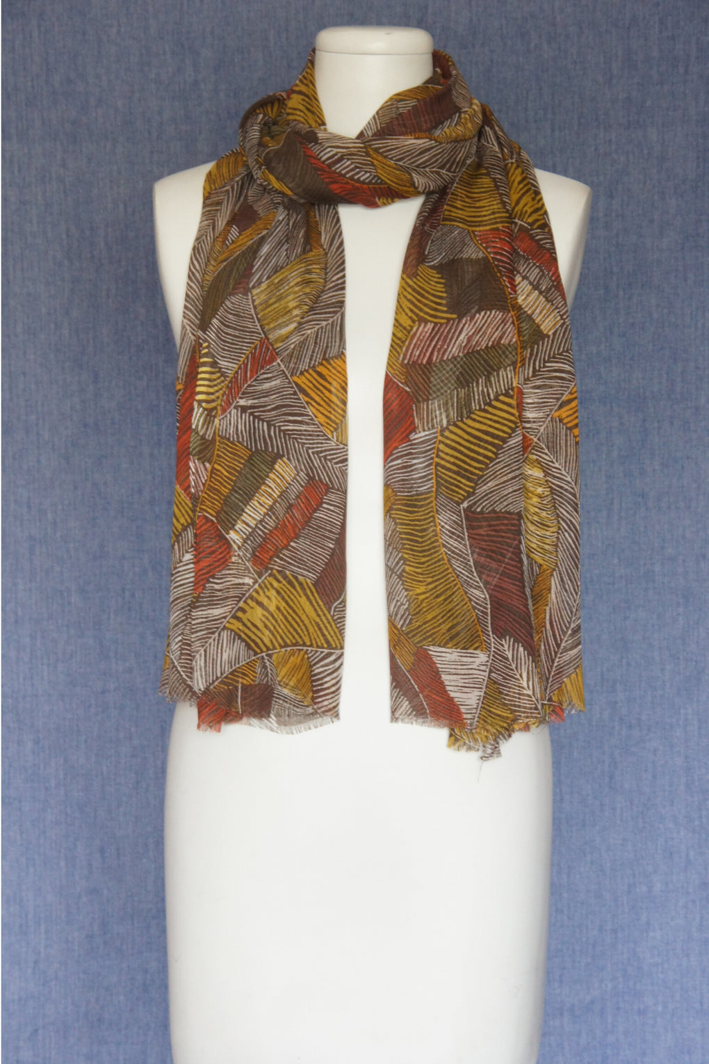 Hand Painted Feathers Scarf (SE-1592)