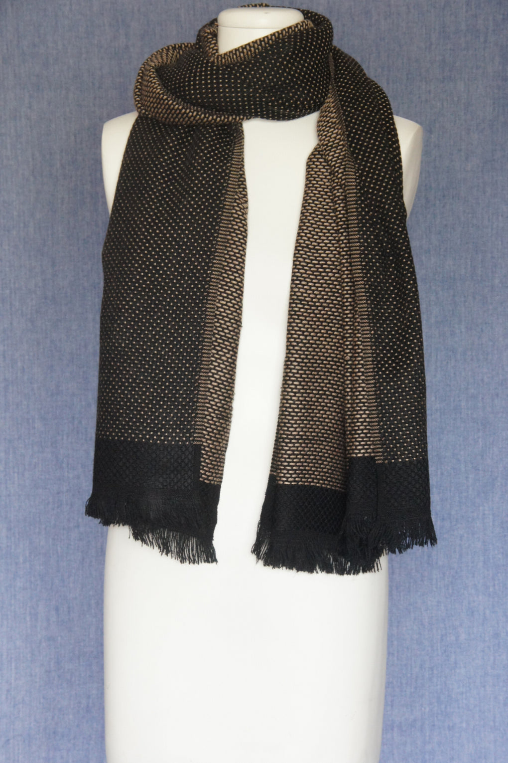 Dobby Dots with Solid Border Scarf (SE-1638)