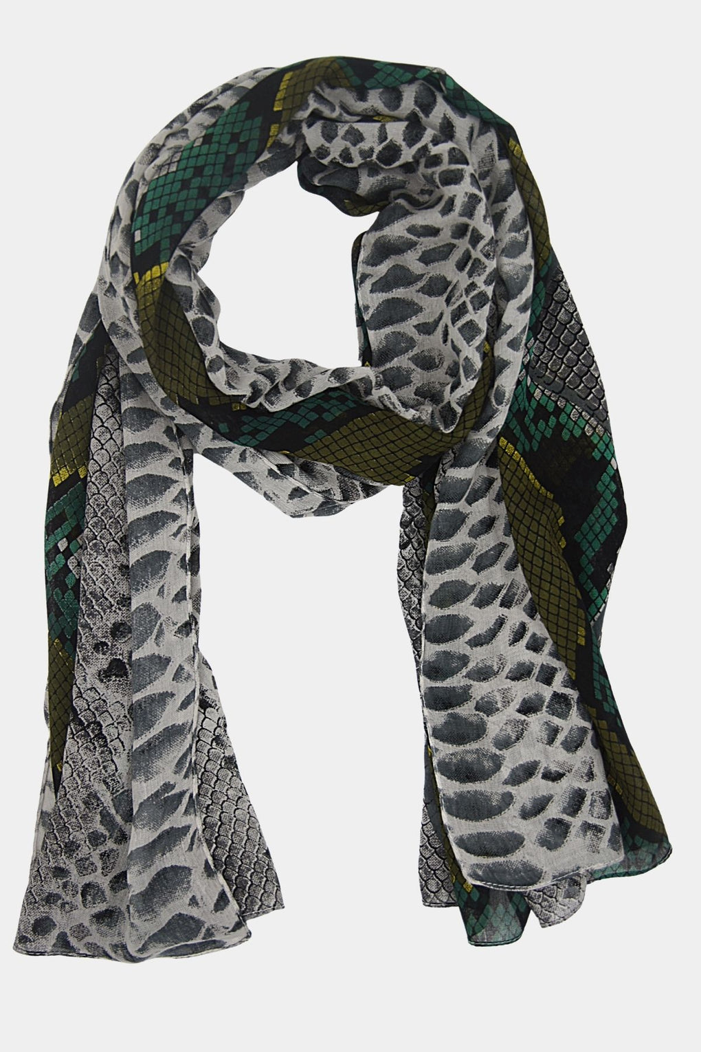 Multicolor Snake Print Scarf (SE-2105_Green)