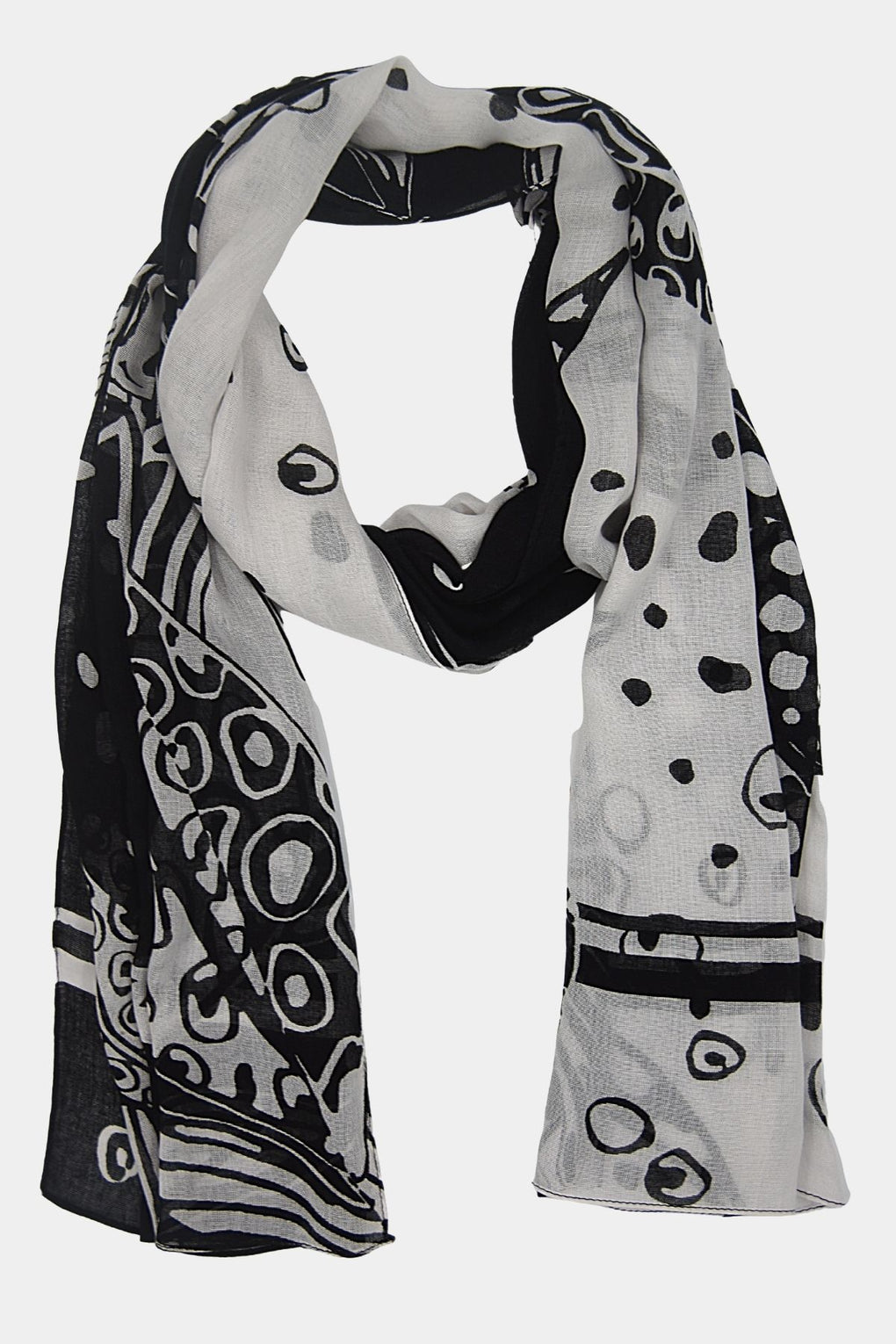 Big Leaf Bias Print with Overdyed Scarf (SE-2120_Black)