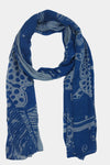 Big Leaf Bias Print with Overdyed Scarf (SE-2120_Blue)
