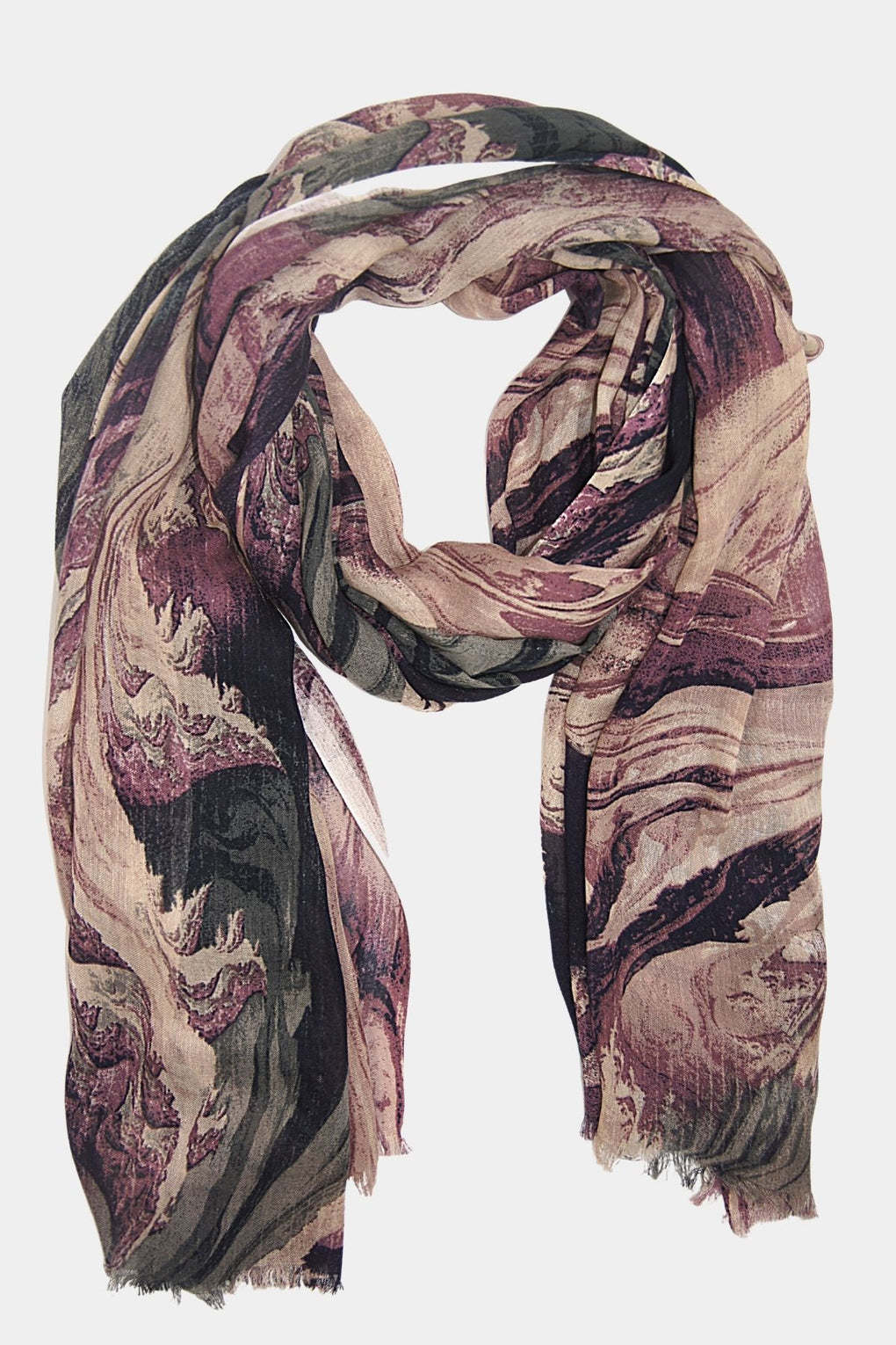 Multi Marble Print Scarf (SE-2122_Old Rose)