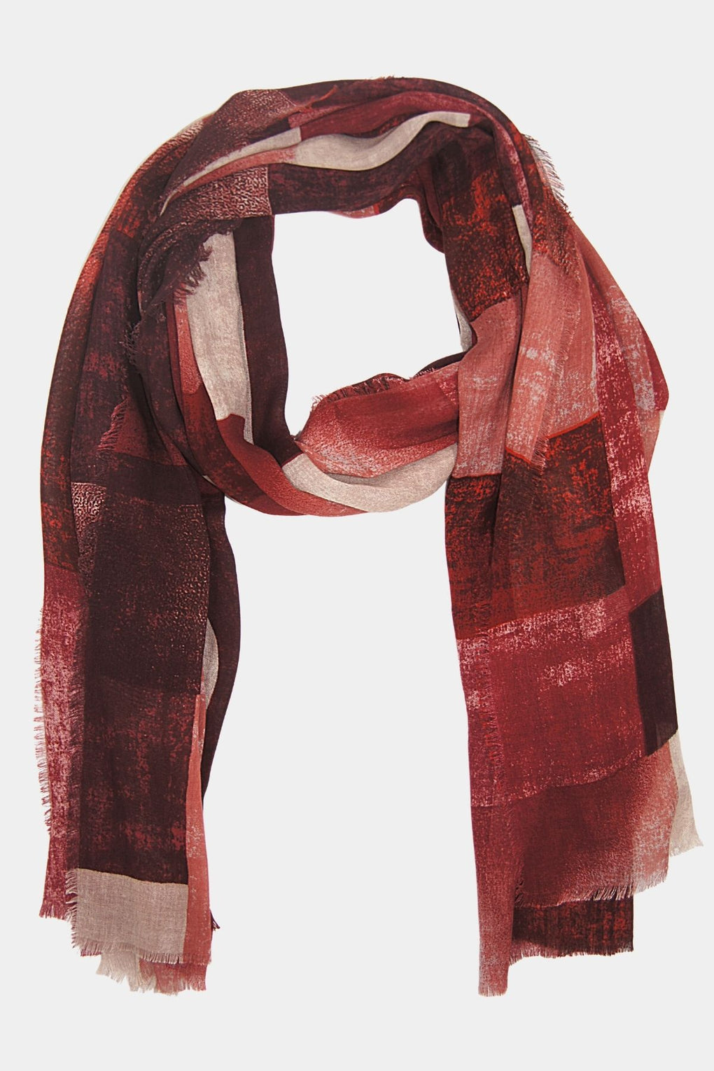 Faded Color Blocks Scarf (SE-2125_Red)